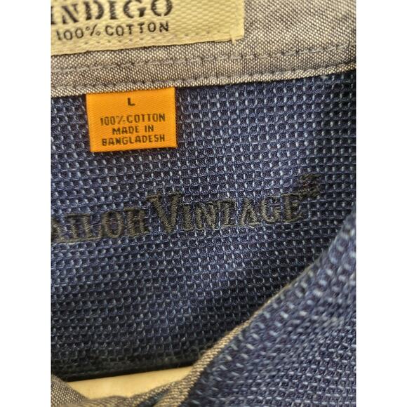 TAILOR VINTAGE Shirt Men's L Blue Long Sleeve Authentic Indigo Cotton - Picture 5 of 12